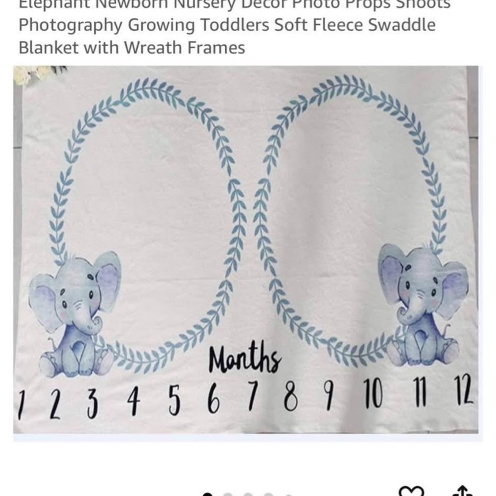 Elephant Nursery Milestone Blanket for Twins